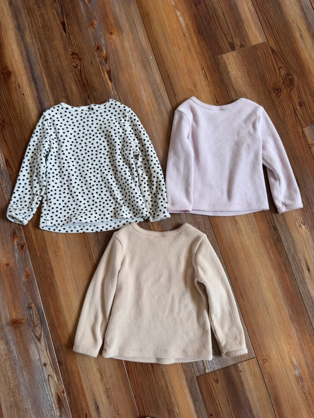 Old Navy 18-24M Long-Sleeve Tops Bundle - Pink, Cream, and Black Polka Dot